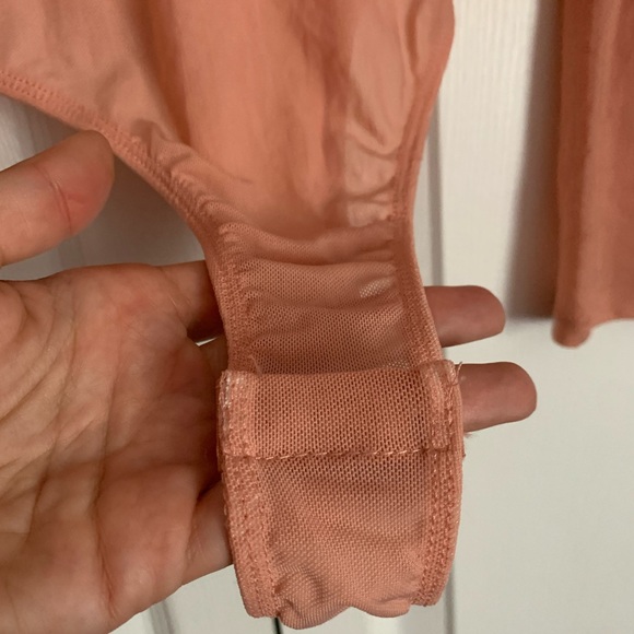 NWOT Pink Sheer Off the Shoulder Thong Bodysuit - Picture 6 of 12